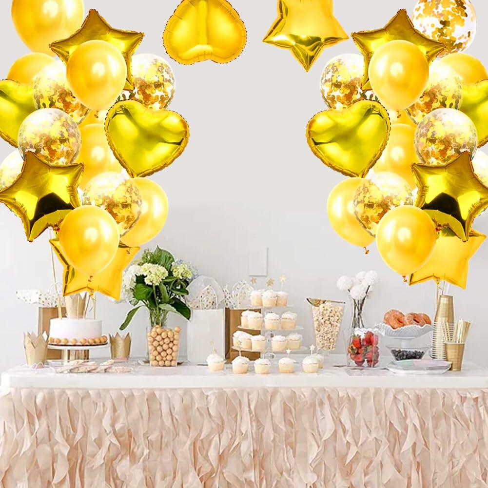 28Pcs Happy Birthday Foil Balloons Star Heart 18" Gold Confetti