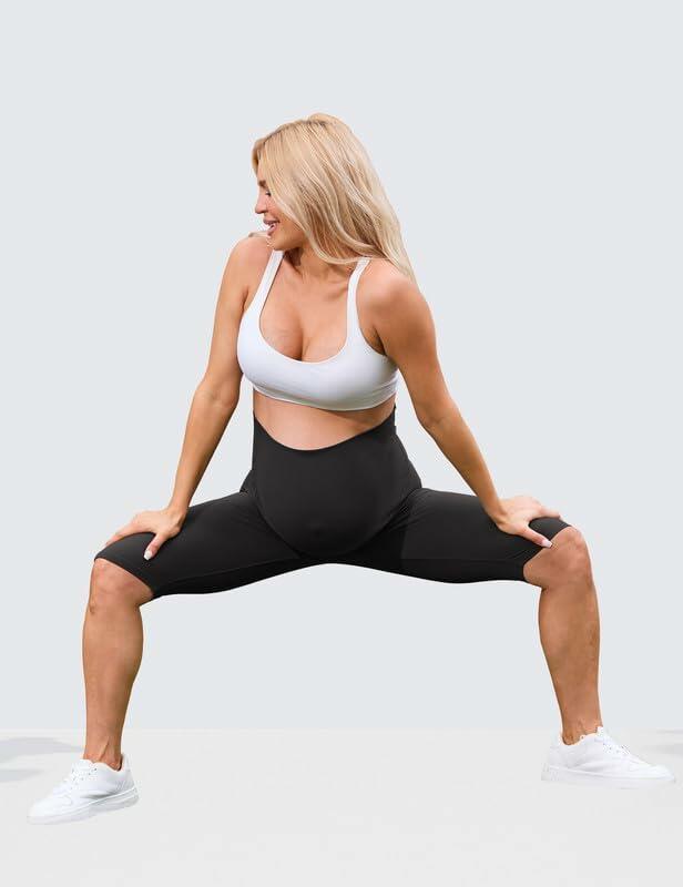 QoBexim 2 Pack Plus Size Maternity Yoga Shorts Black Size Freesize