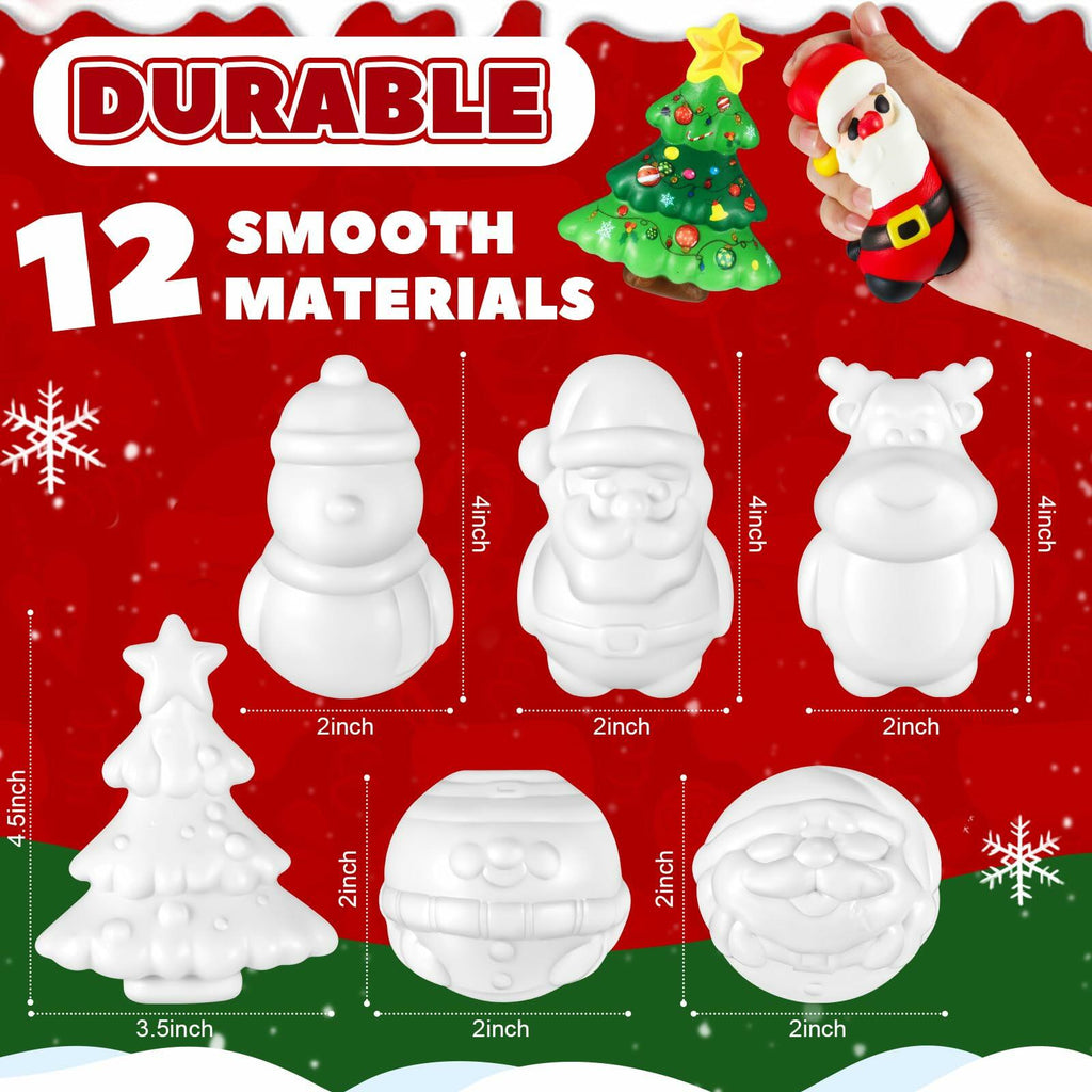 Poen 12 Pack Christmas Slow Rise Squeeze Soft Toy Kids Xmas Crafts