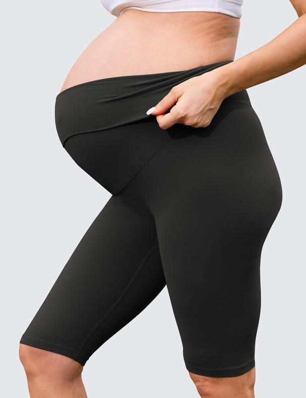 QoBexim 2 Pack Plus Size Maternity Yoga Shorts Black Size Freesize