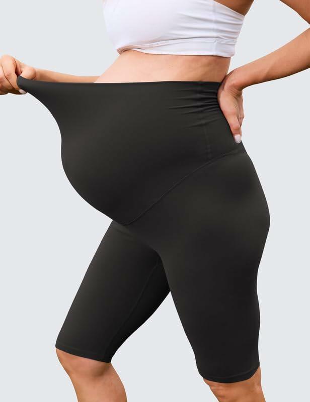 QoBexim 2 Pack Plus Size Maternity Yoga Shorts Black Size Freesize