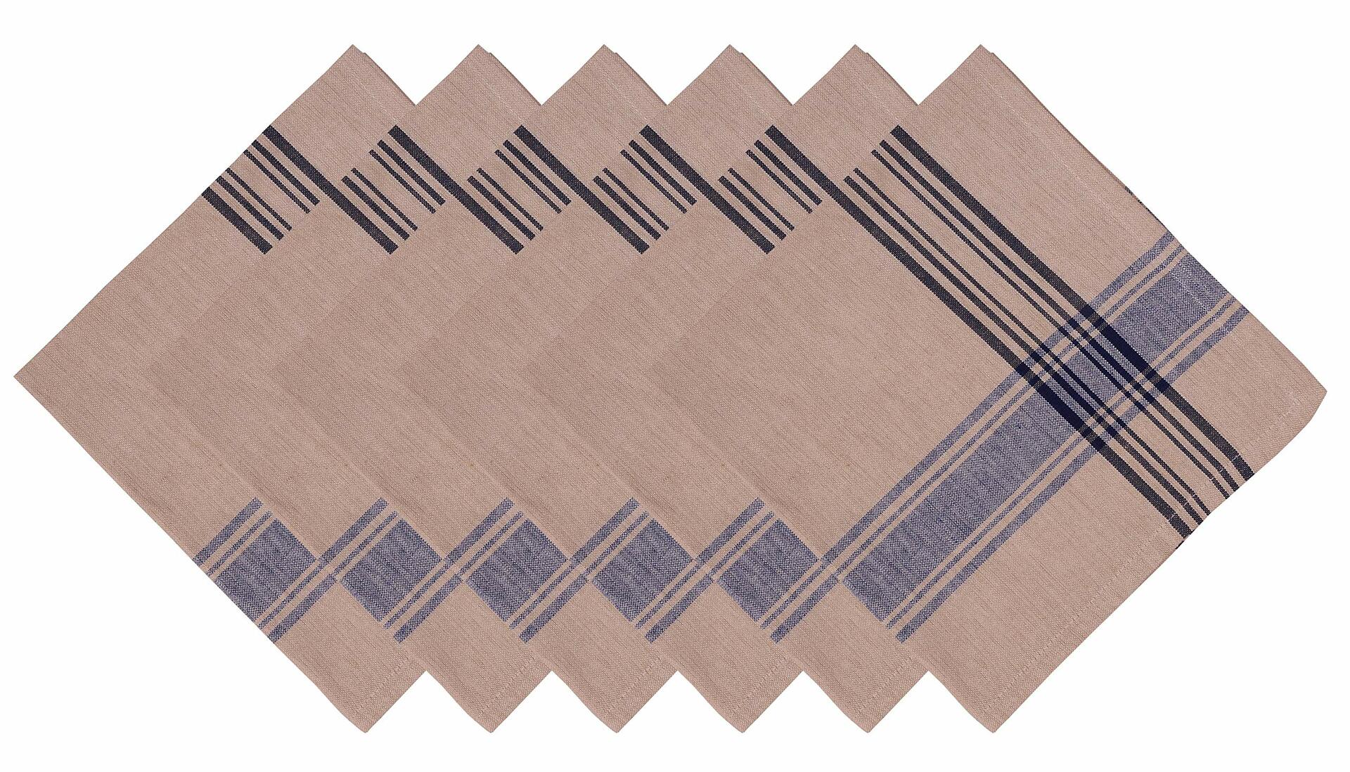 Yourtablecloth Stripe Napkin Set of 6 20x20 Nautical Blue