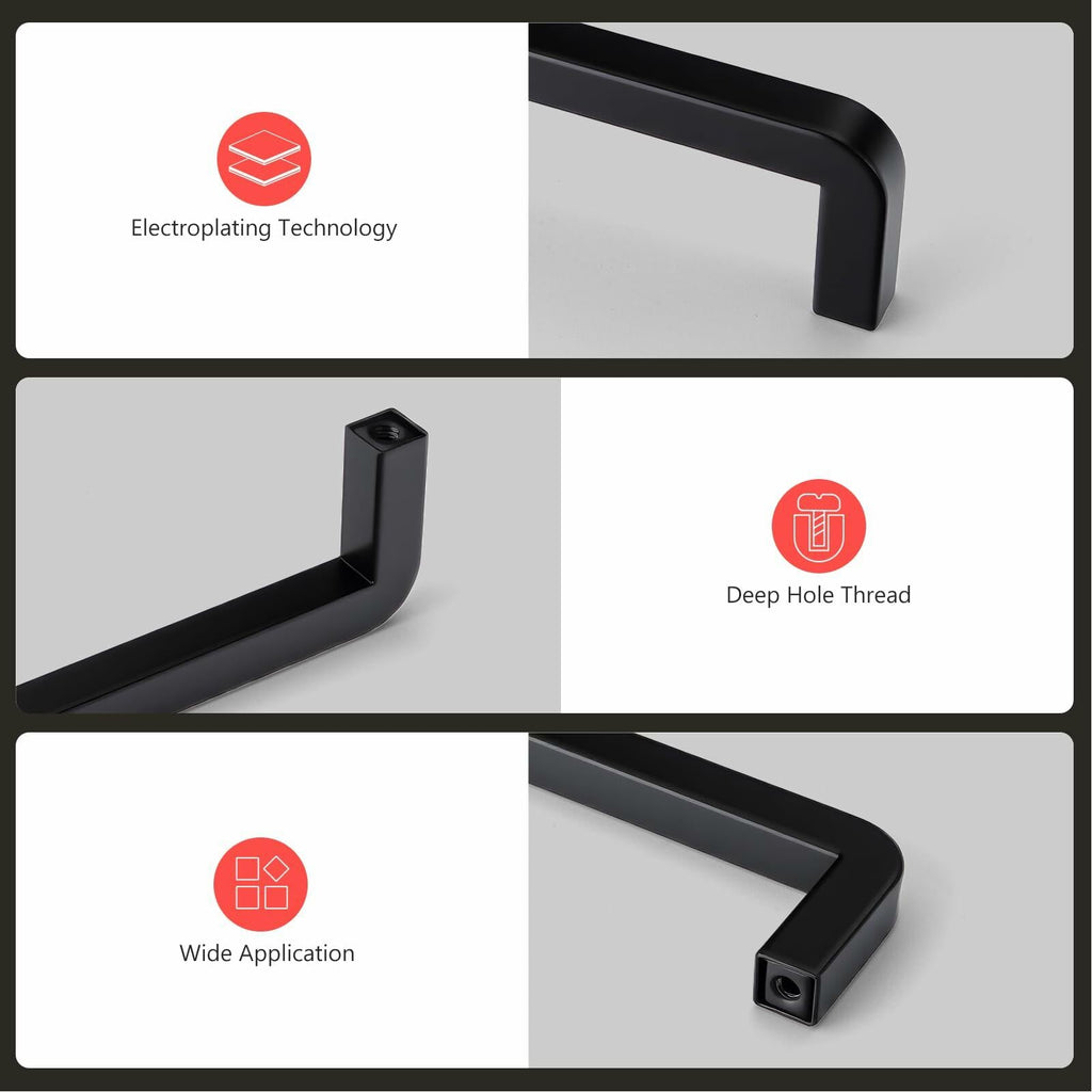 homdiy 25Pack 5in Black Stainless Steel Cabinet Handles Modern Drawer Pulls