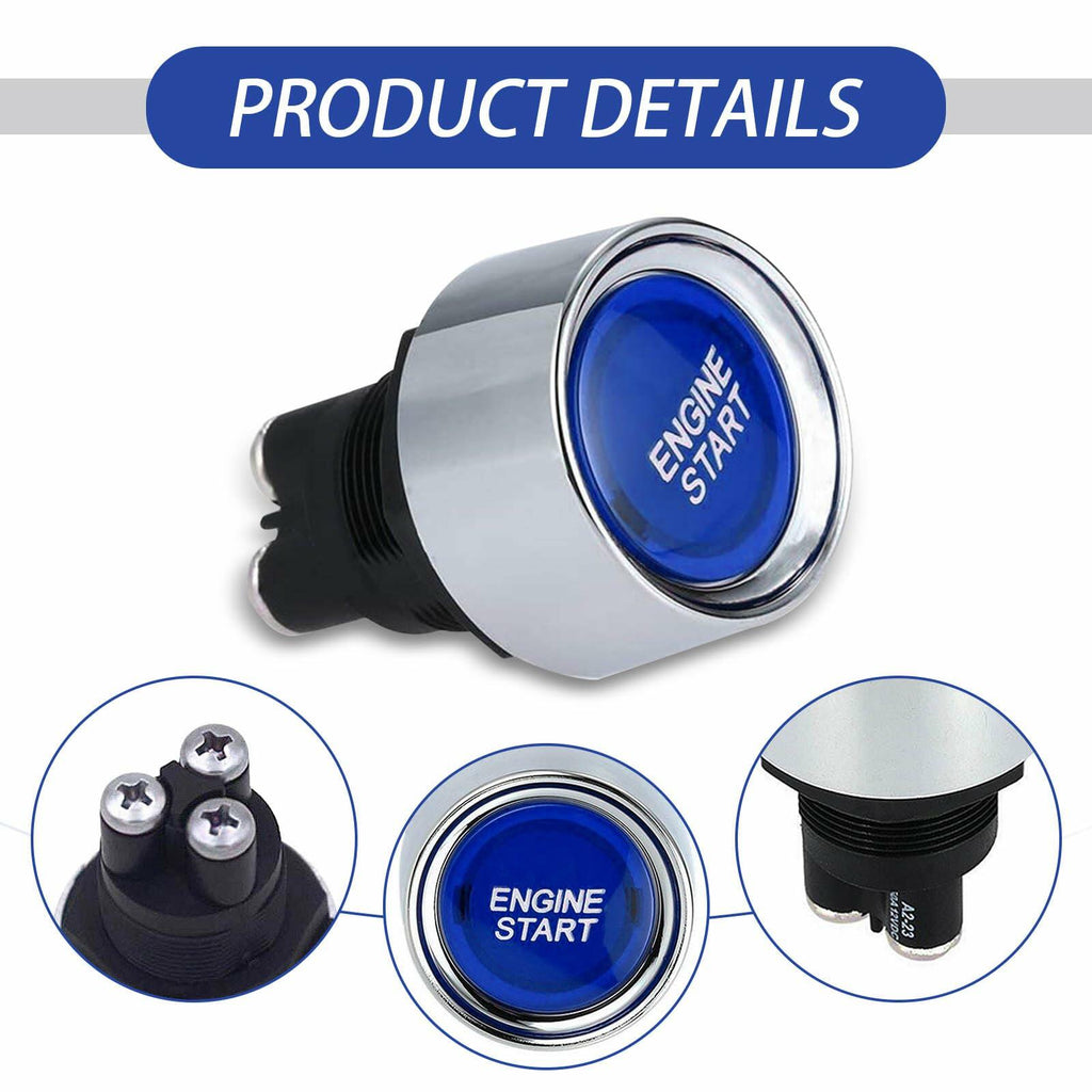 [Like New] DYEKNEE 12V Keyless One-Touch Start Switch 3 Pin Blue Engine Ignition