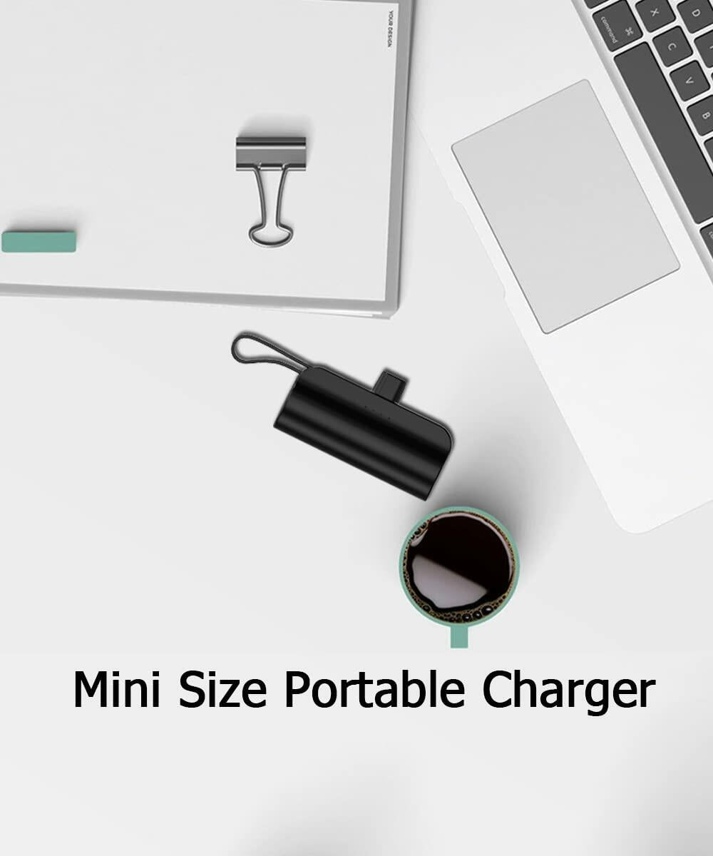 [Like New] Mini Portable Charger 5000mAh USB-C Power Bank Black Compatible iPhone