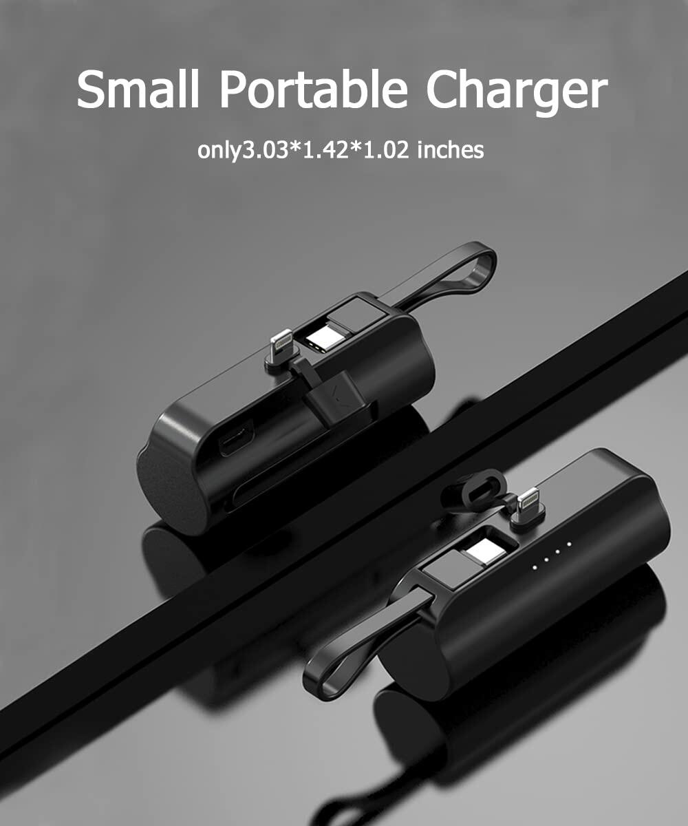 [Like New] Mini Portable Charger 5000mAh USB-C Power Bank Black Compatible iPhone