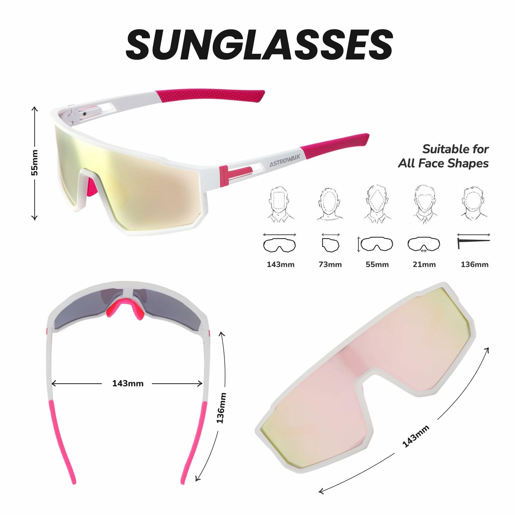 [Like New] Generic Astrowalk Cycling Goggles UV Protection Multi-Sport Grey