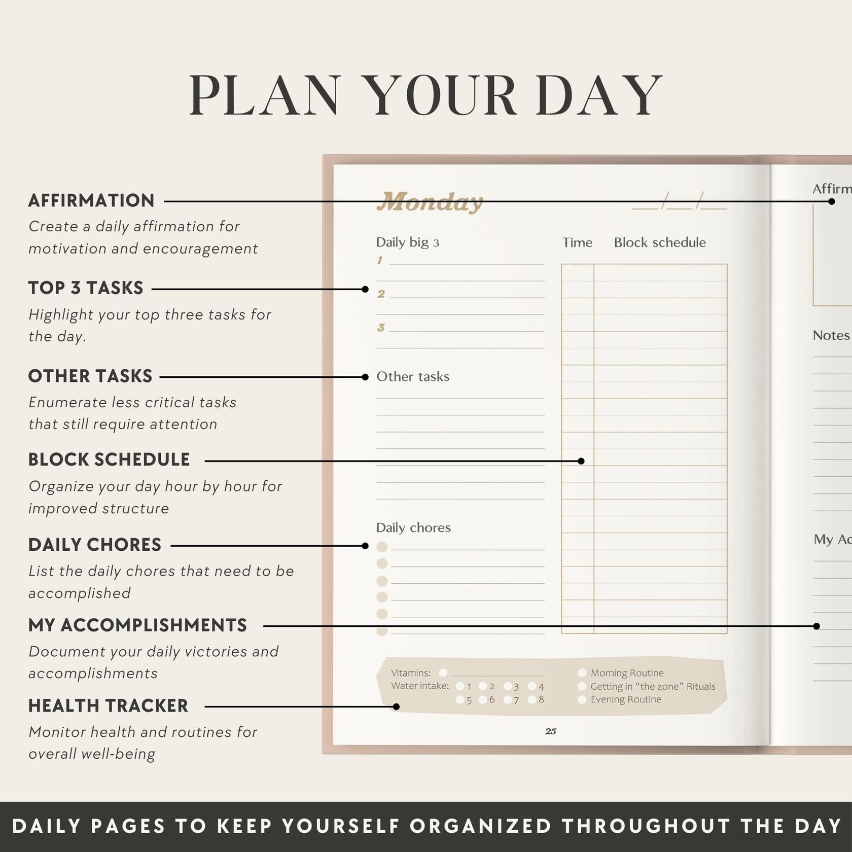 The ADHD Planner for Adults Undated Daily & Weekly Journal 90 Days Habit Tracker