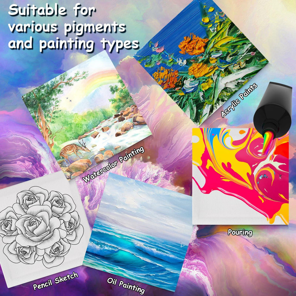 12PCS Mini Canvas and Easel Set 3x3in Cotton Small Square Canvases Art