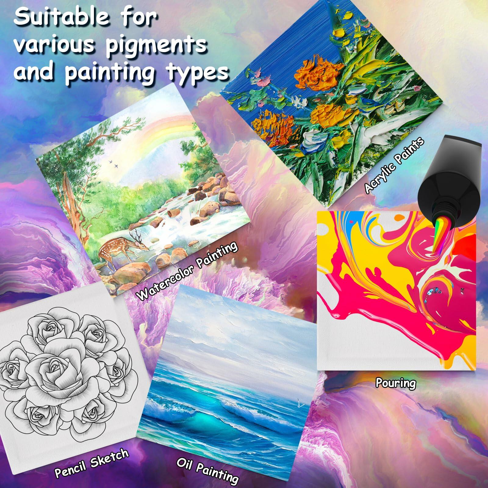 12PCS Mini Canvas and Easel Set 3x3in Cotton Small Square Canvases Art