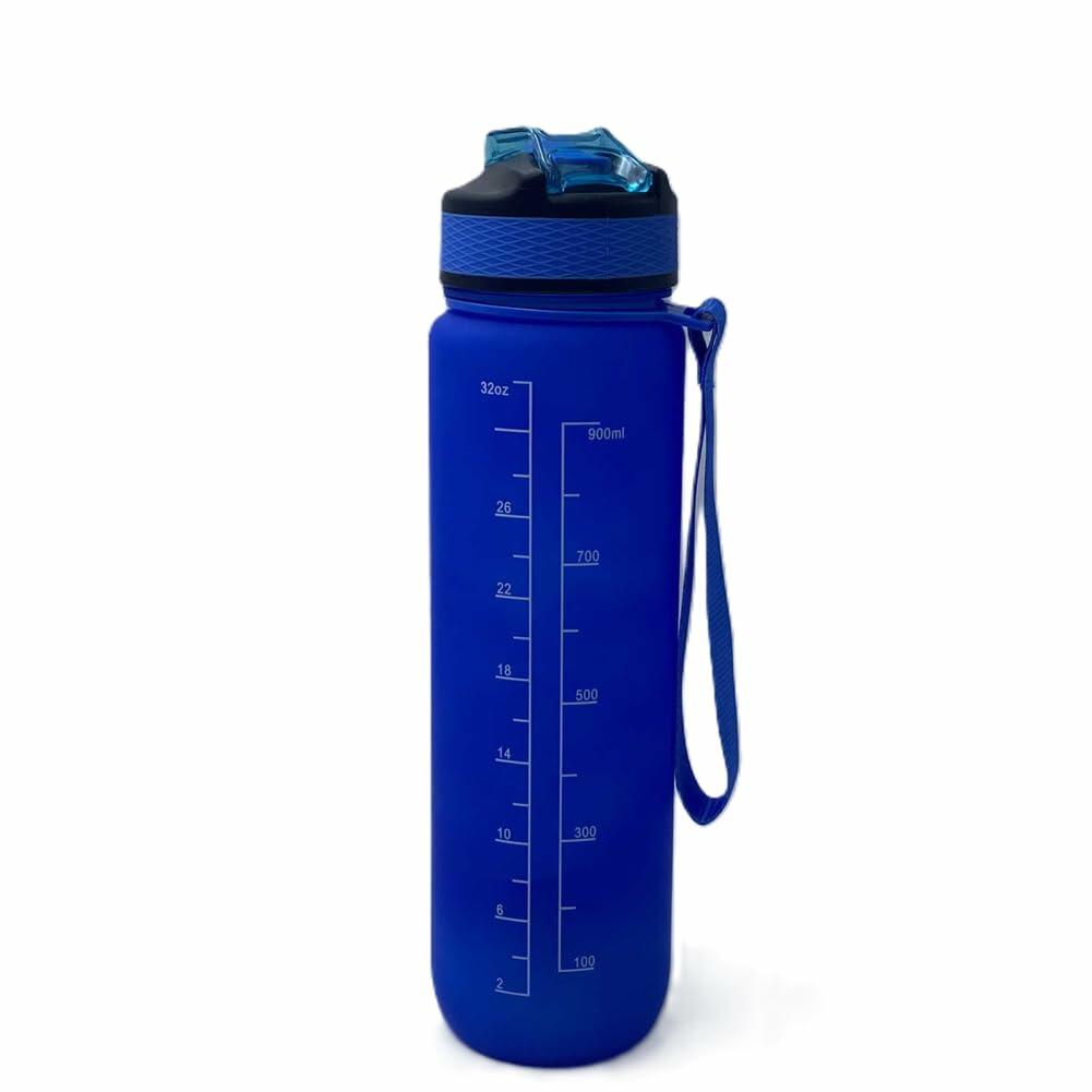 [Like New] Healthaccessories Motivational Reusable Tritan Water Bottle 32oz Blue BPA Free