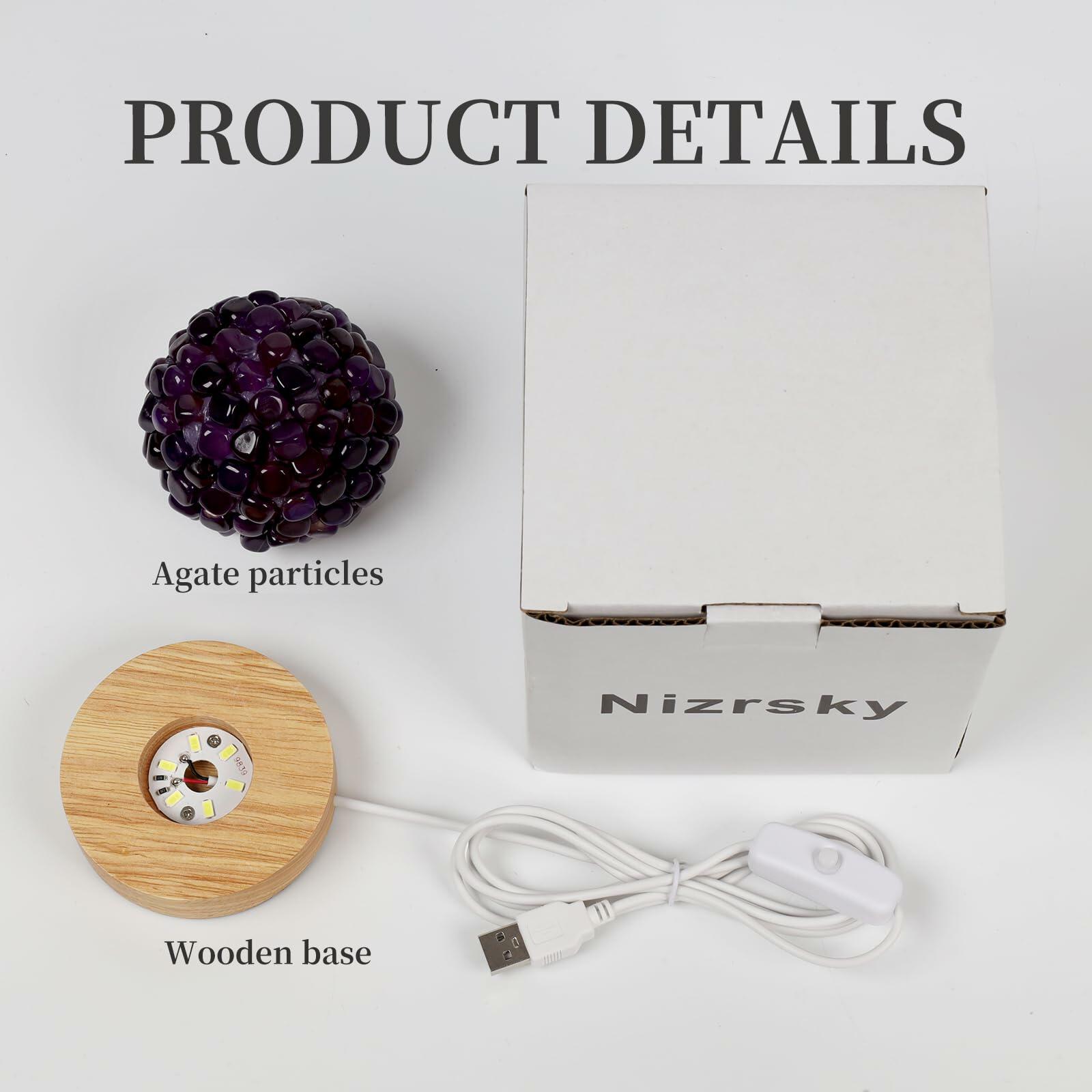 [Like New] Nizrsky Crystal Night Light Home Decor Lamp Purple Agate 0.86lb