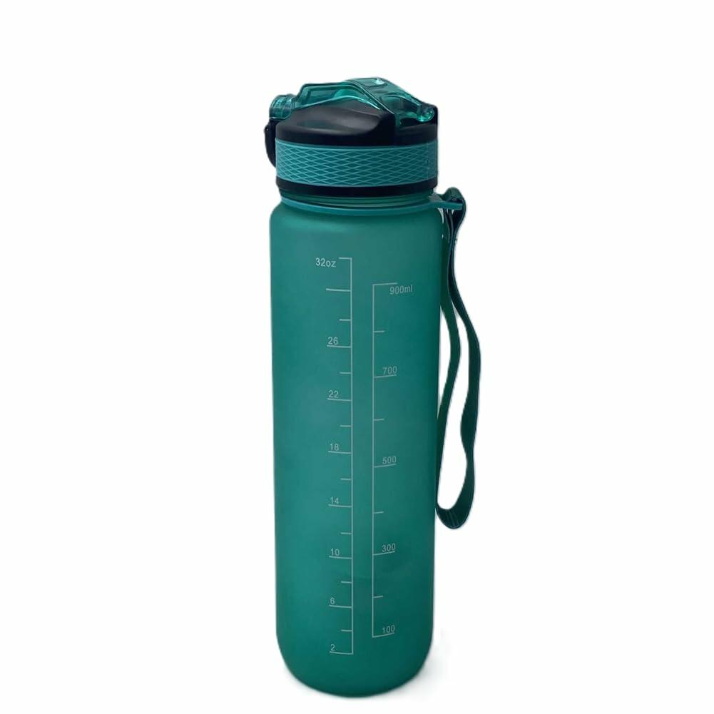 [Like New] Healthaccessories Motivational Reusable Tritan Water Bottle 32oz Blue BPA Free