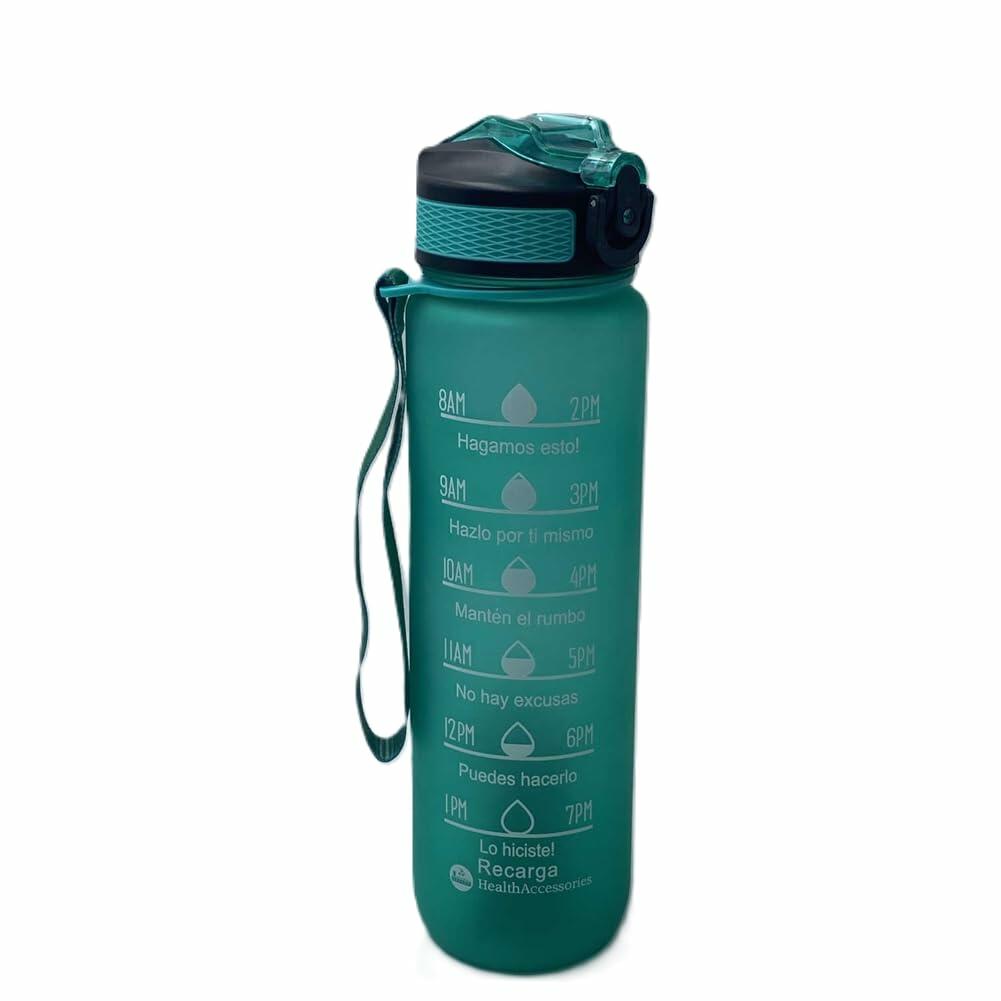 [Like New] Healthaccessories Motivational Reusable Tritan Water Bottle 32oz Blue BPA Free