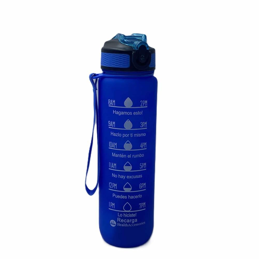 [Like New] Healthaccessories Motivational Reusable Tritan Water Bottle 32oz Blue BPA Free