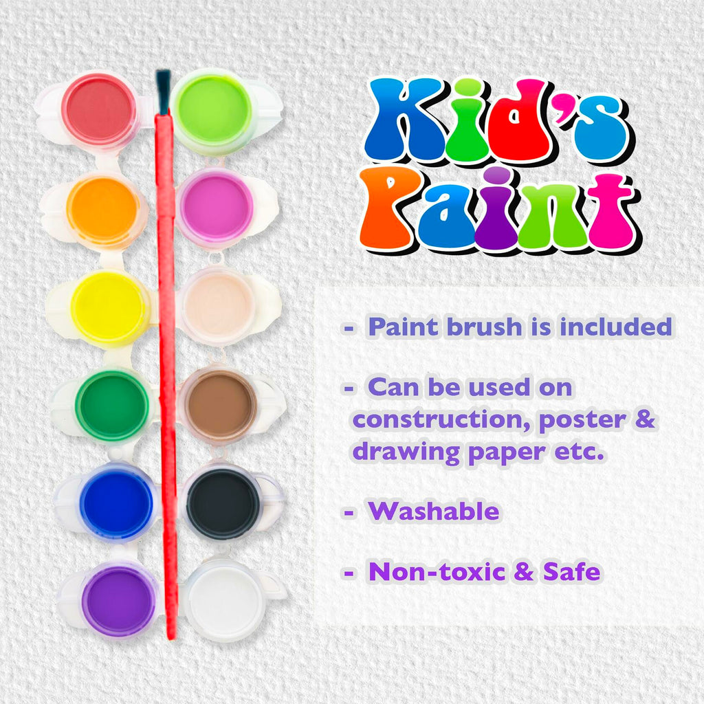 [Like New] BAZIC Kid's Paint Set 12 Colors 60ml Non-Toxic Vibrant Colors 1-Pack