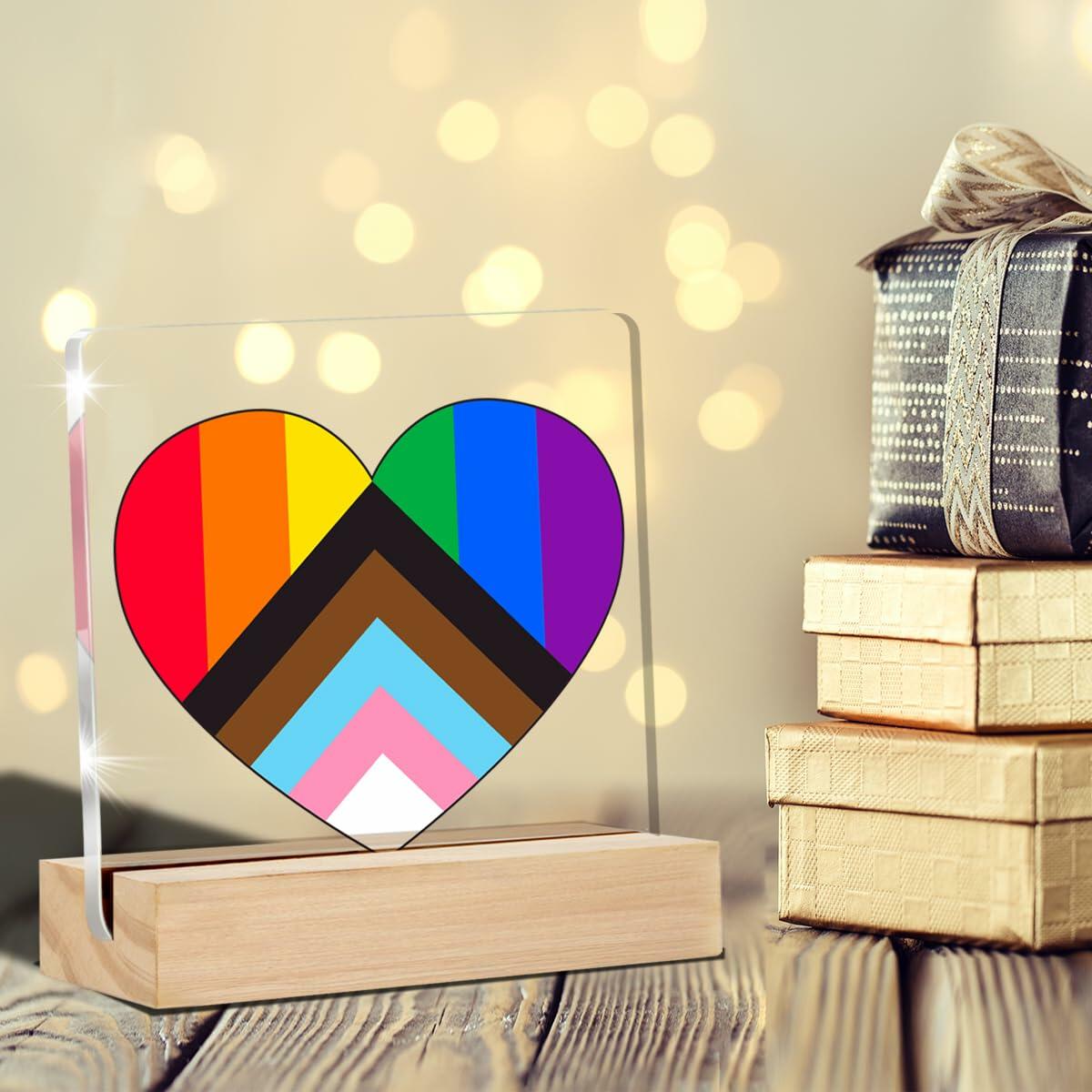 Gay Pride Acrylic Desk Sign with Stand Clear LGBT Equality Plaque