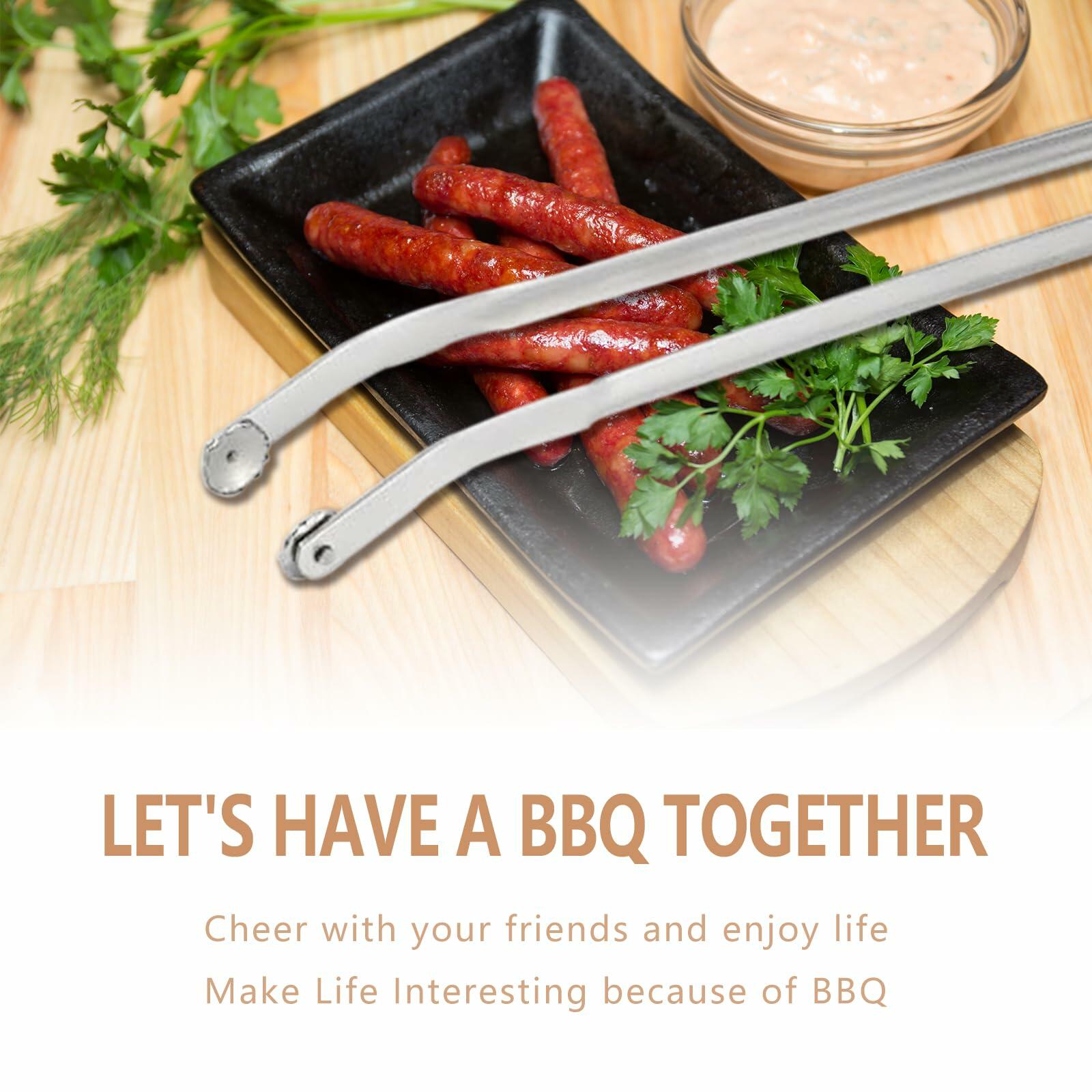 [Like New] QKFU BBQ Sa-Used Rotating Maybe, Flip Bacon Steak Meat Sausage Vegetables Tongs