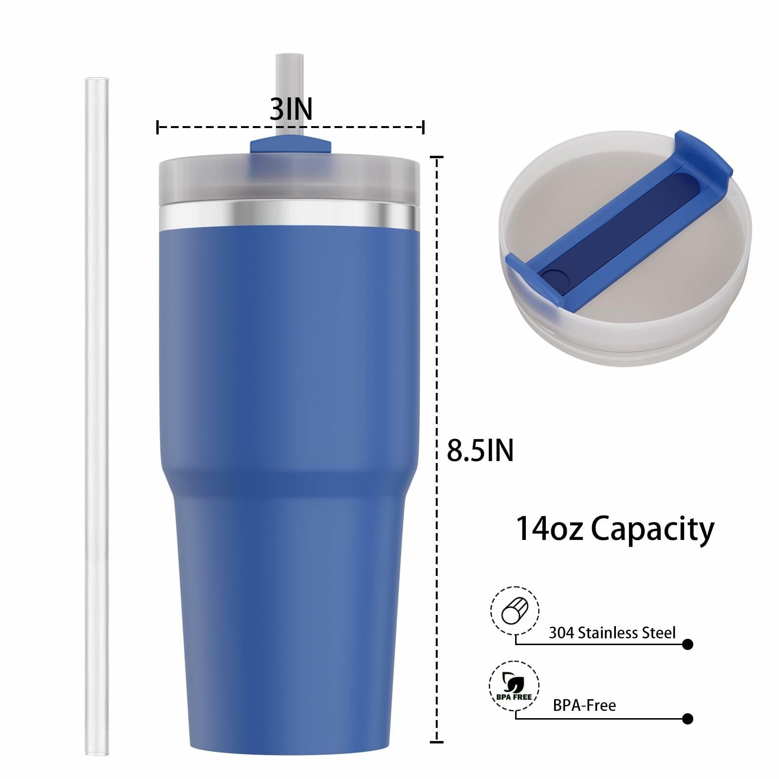 [Like New] YOUEXPERT 14 oz Tumbler with Straw, Insulated Tumblers with Lid and Straw, 14 oz