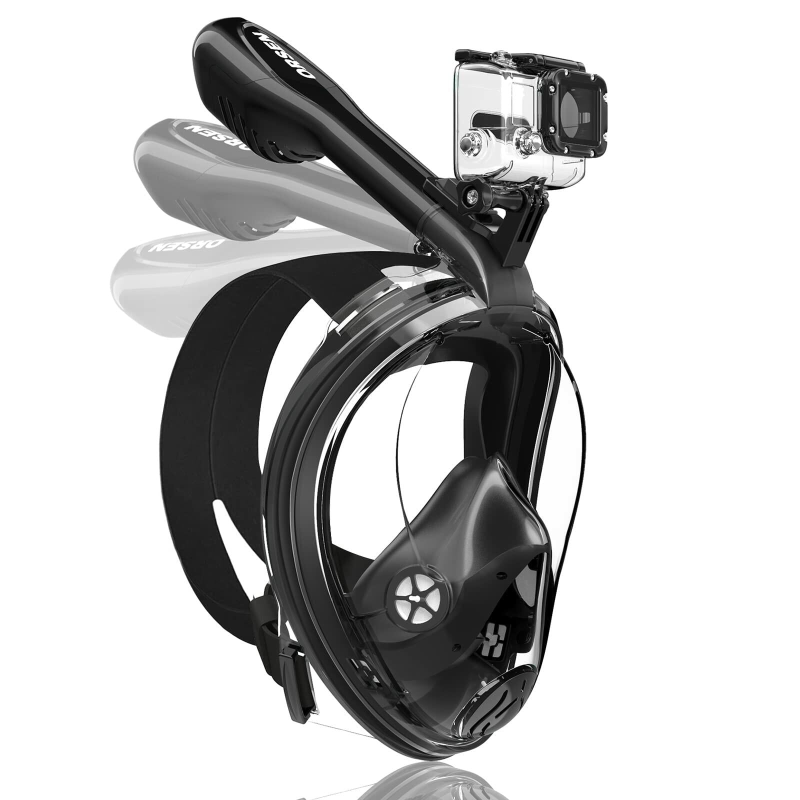 [Like New] ORSEN Full Face Snorkel Mask Adult SGS Certified Anti-Fog Black