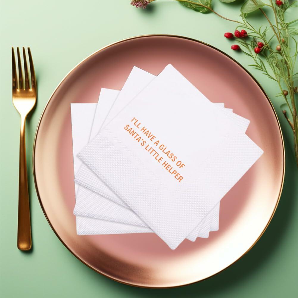 VOWFOO Christmas Cocktail Napkins Funny Quote 4.5x4.5 100pcs All The Baked Goods