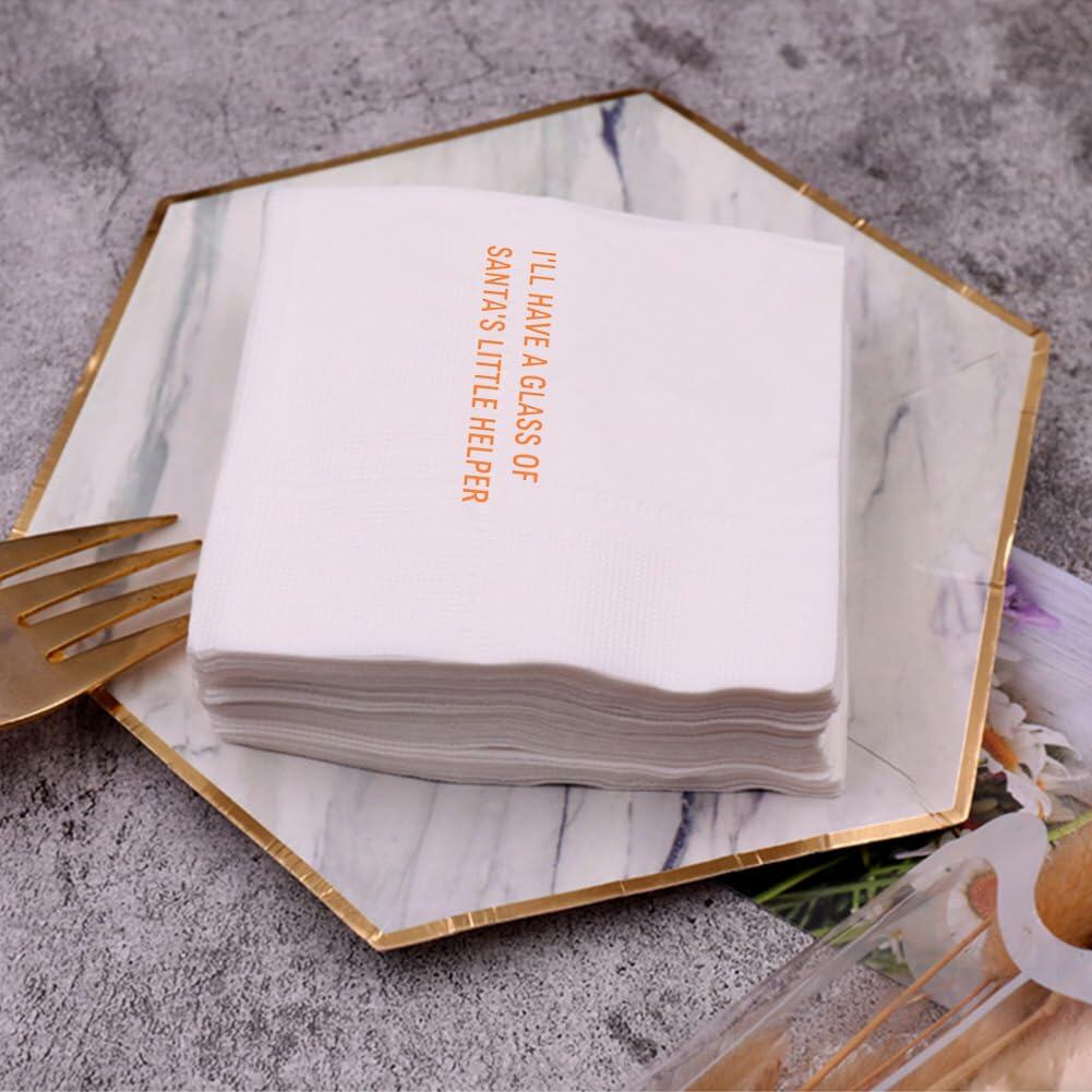 VOWFOO Christmas Cocktail Napkins Funny Quote 4.5x4.5 100pcs All The Baked Goods
