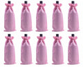 Viamto 10pcs Pink Burlap Wine Bags Drawstring Lining 15x35cm Gift Pouches