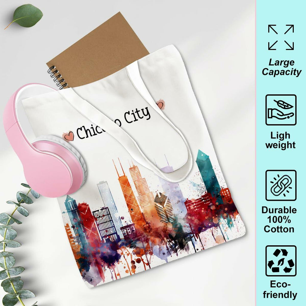 EIXU Chicago Souvenirs Girls Trip Tote Bag Reusable Beach Bag Multi