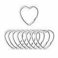 Mandala Crafts 1.2" Silver Heart Metal Key Rings 25 Count