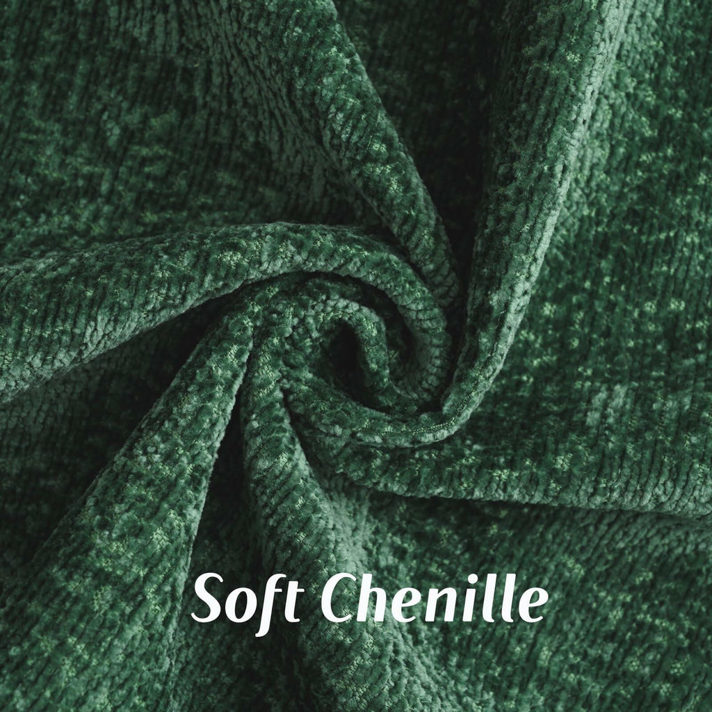[Like New] FUTEI Dark Green Chenille Throw Pillow Covers Set of 2 26x26 Inch Euro Sham