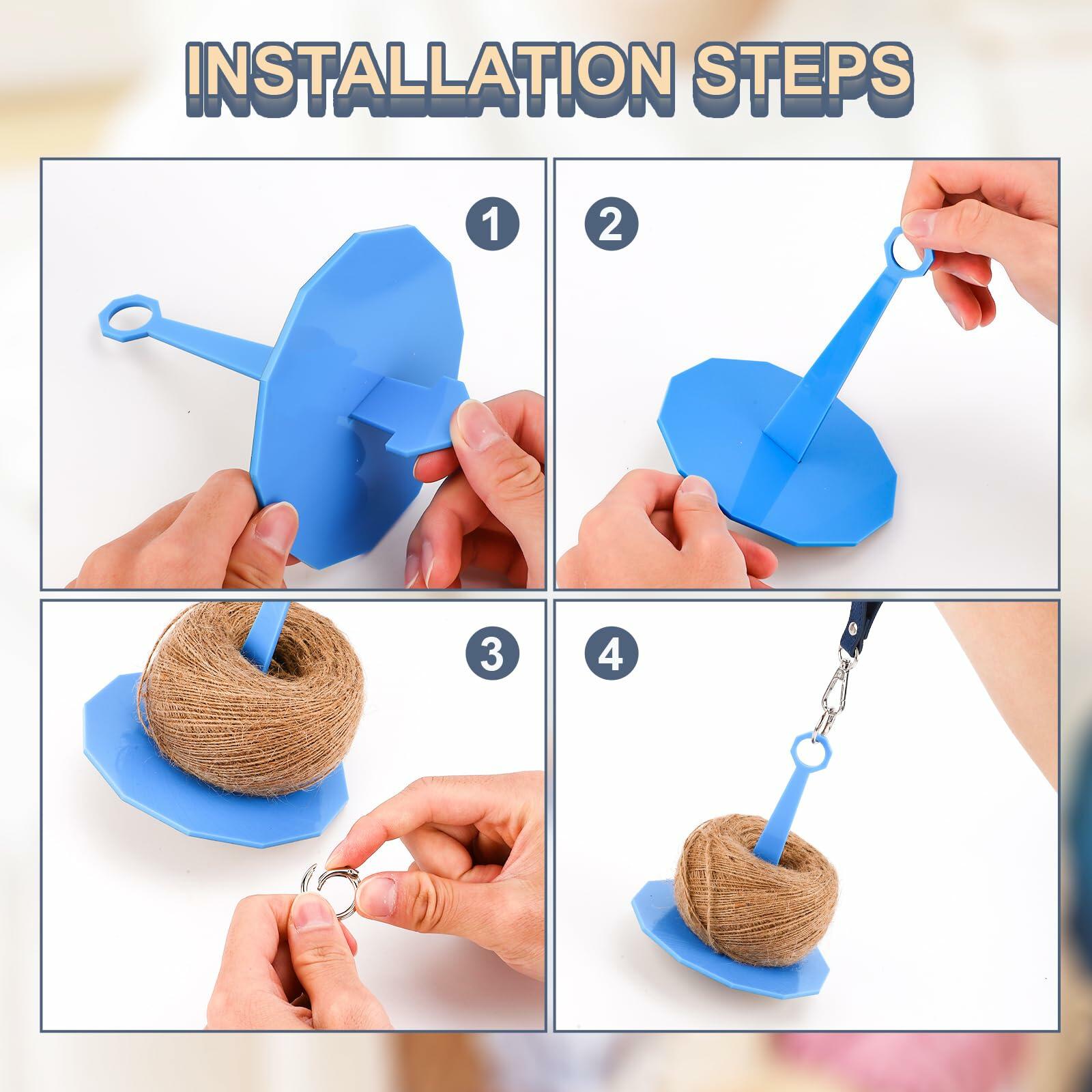 Portable Wrist Yarn Holder with Leather Strap Yarn Ball Organizer Blue