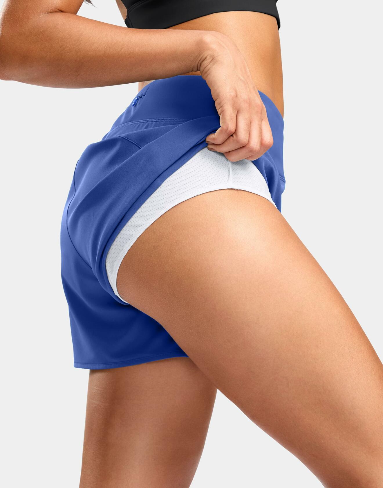 G Gradual Women's 3" Running Shorts Mesh Liner Phone Pockets Blue Size XS