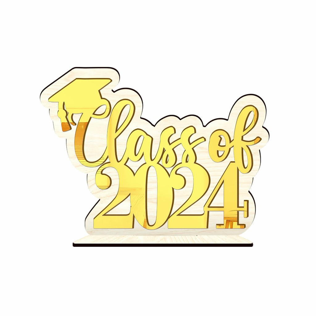Graduation Decorations Class of 2024 Gold Centerpiece Desktop Ornament