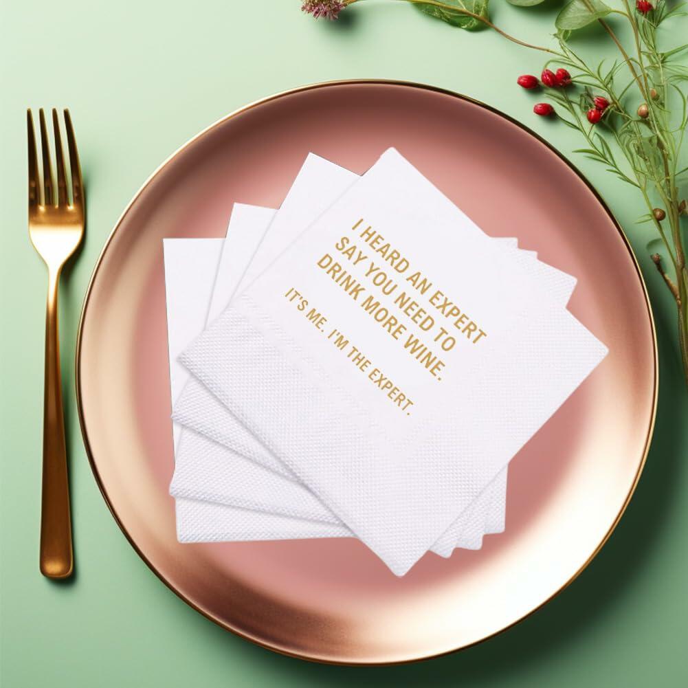 VOWFOO Rosé Rinse Repeat Cocktail Napkins 4.5x4.5 2-ply 100pcs Rosé