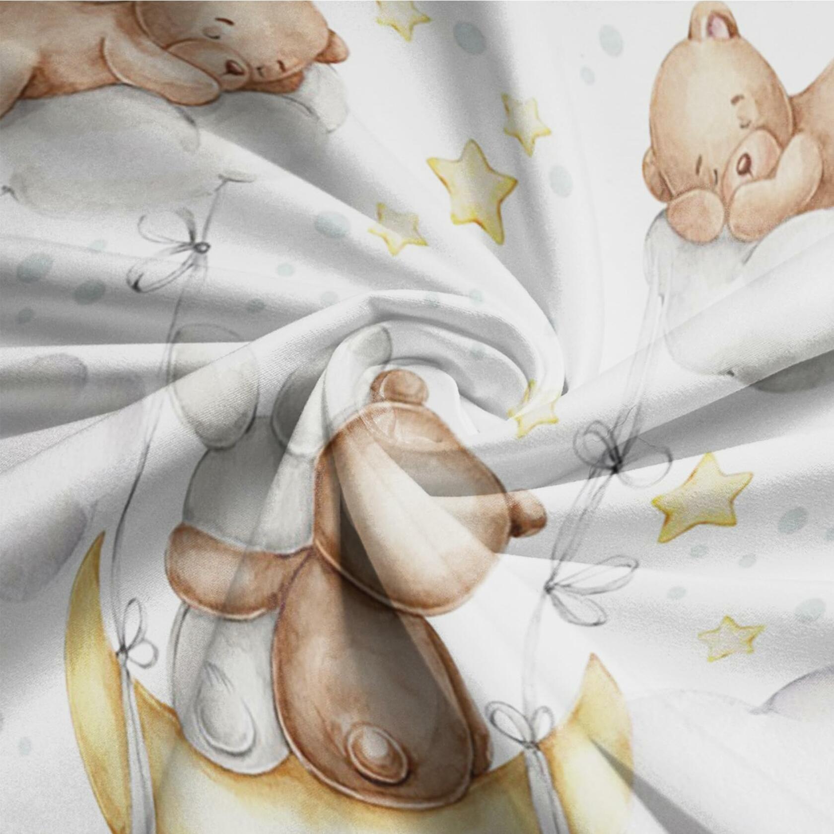 Baocicco 6ft Cartoon Bear Rabbit Round Backdrop White Clouds Watercolor