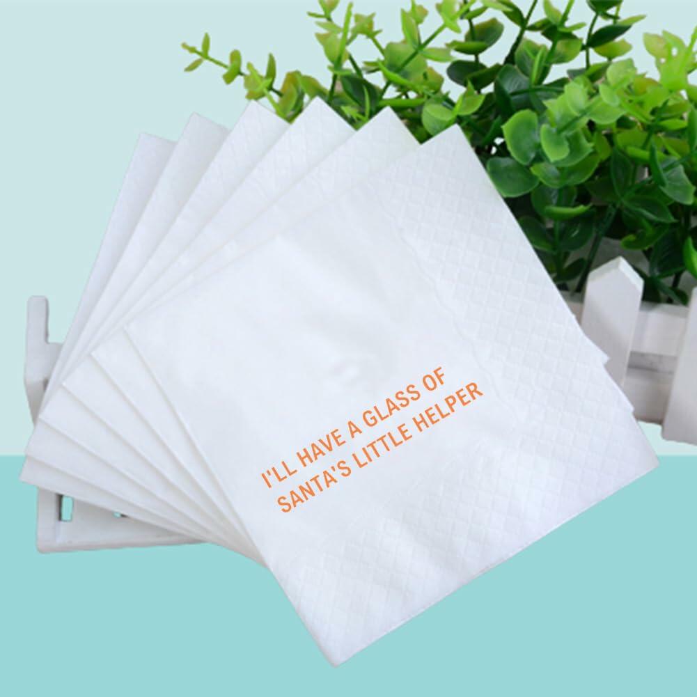 [Like New] VOWFOO Funny Christmas Cocktail Napkins 100pcs Holiday New Years Eve
