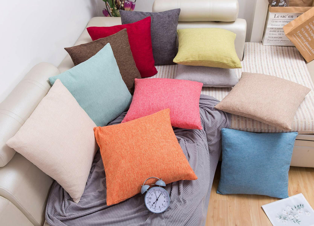 Jepeak Linen Throw Pillow Covers 20x20 Inch Pack of 2 Light Coffee