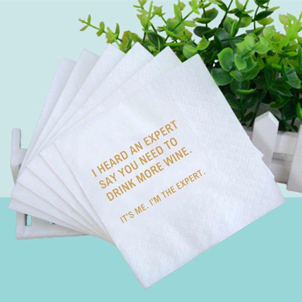 VOWFOO Rosé Rinse Repeat Cocktail Napkins 4.5x4.5 2-ply 100pcs Rosé