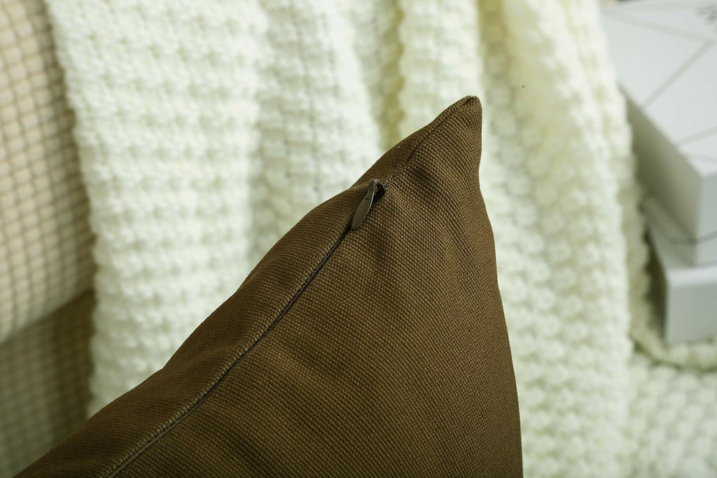 TangDepot Cotton Solid Throw Pillow Cover Coffee 18x18 1 Count