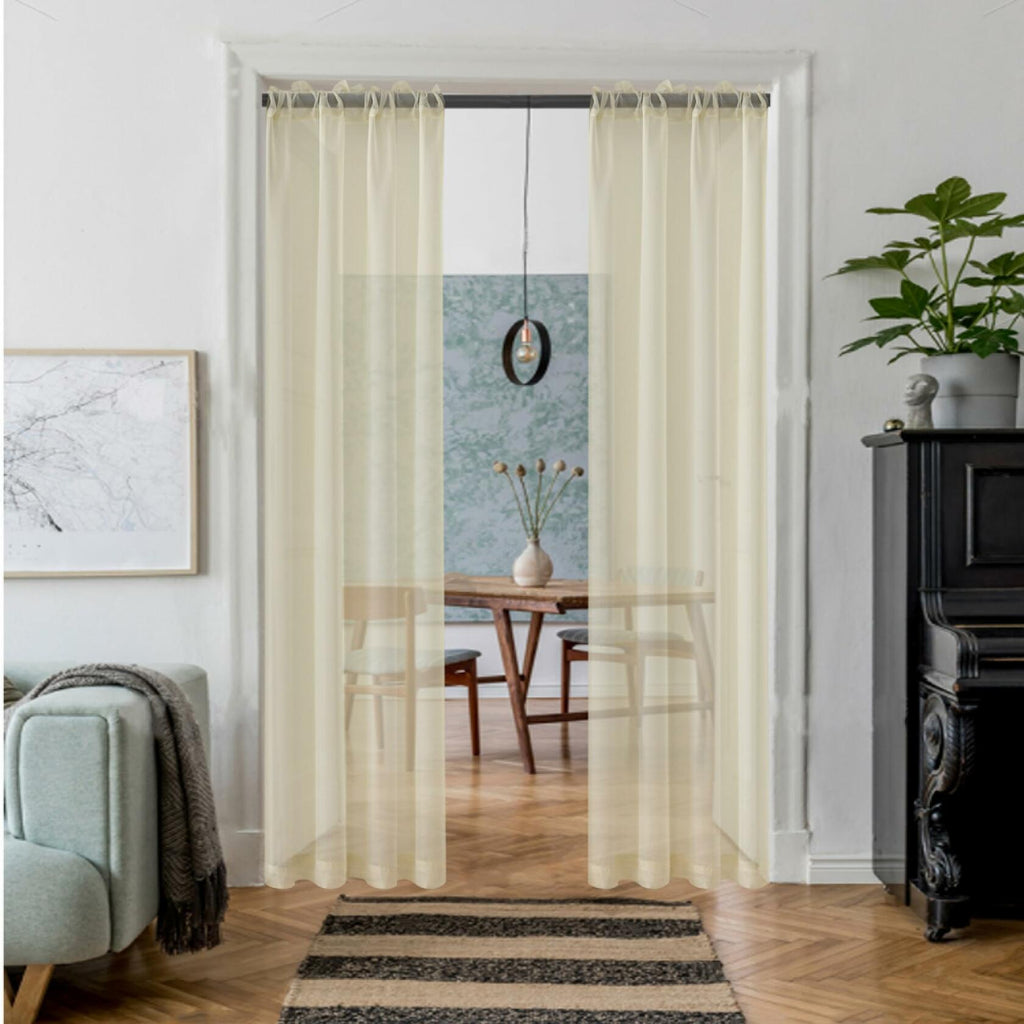 AZRMT Curtains 2 Panels 37x120 Inches Long Grey Sheer Rod Pocket Drapes