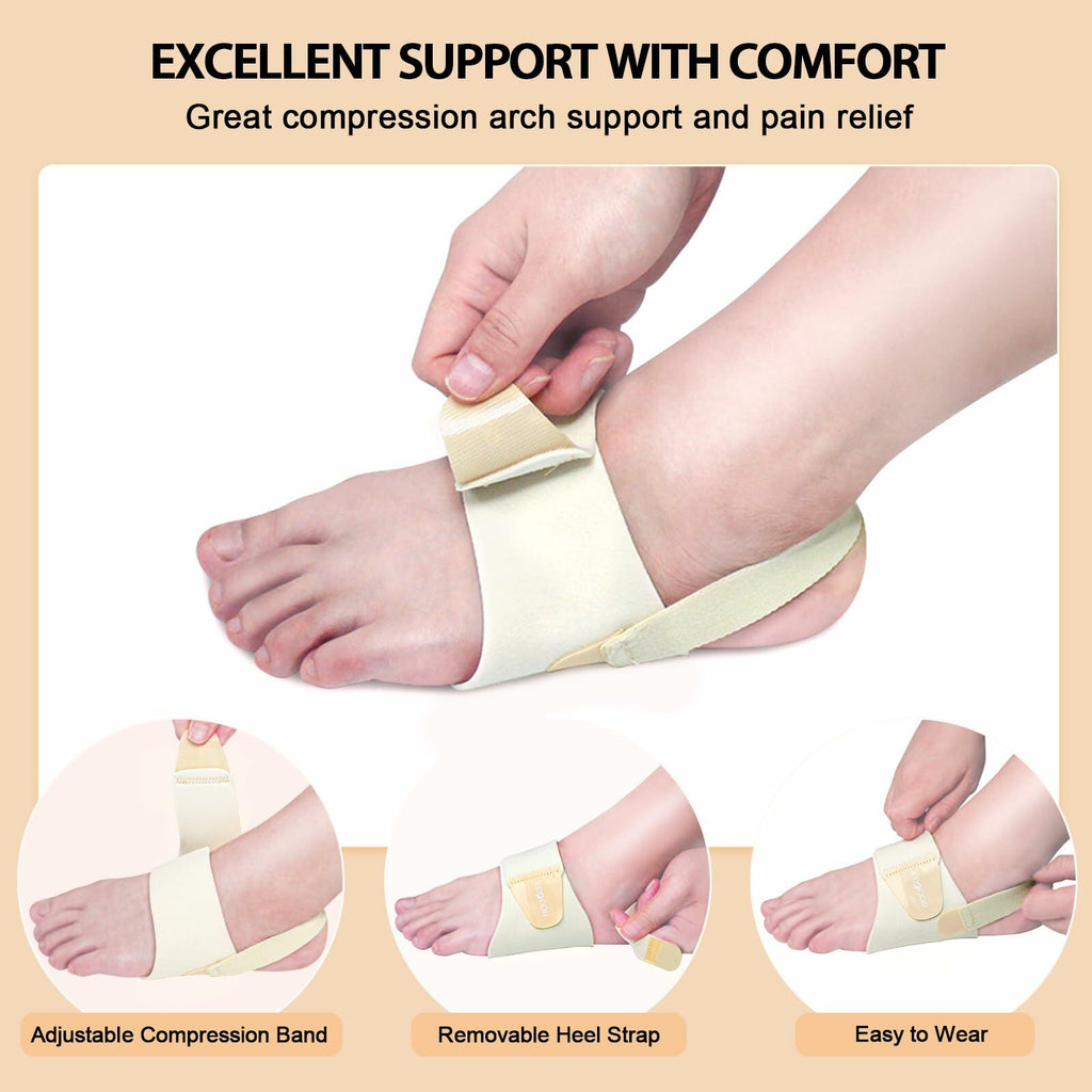 BIGGCOOL Arch Support Bands Adjustable for Flat Feet Pain Relief Compression