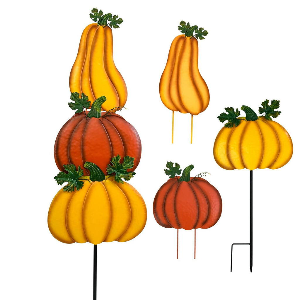 ALLADINBOX Rustic Stacked 3 Pumpkin Yard Stake Thanksgiving Fall Decor