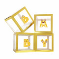 [Like New] Onteftshop Baby Boxes Letters Party Decorations Transparent Gold 4pcs