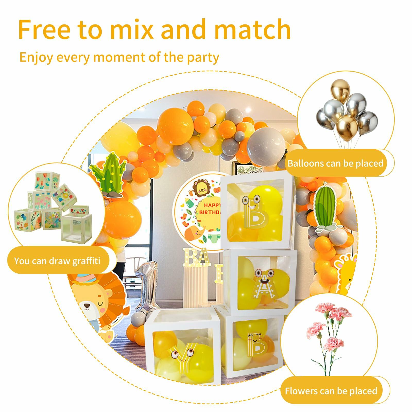 [Like New] Onteftshop Baby Boxes Letters Party Decorations Transparent Gold 4pcs