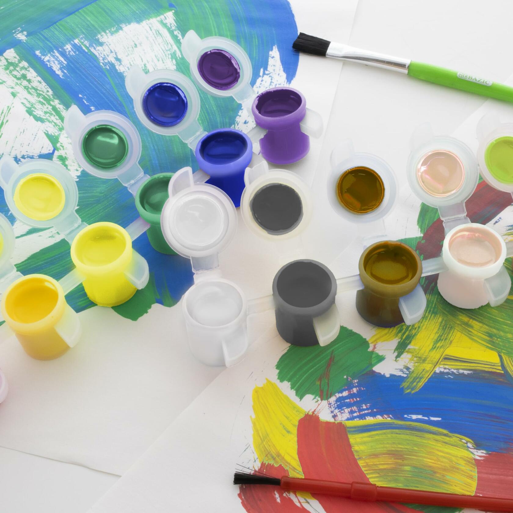 BAZIC Kids Paint Set 12 Colors 60ml Non-Toxic Vibrant Colors 1-Pack