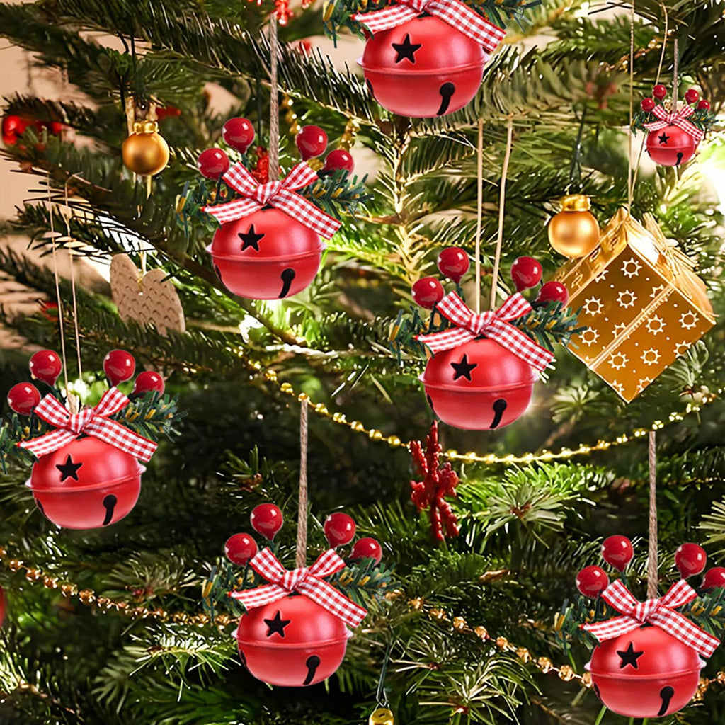 18 PCS Christmas Jingle Bells Ornaments Red White Green Tree Decor