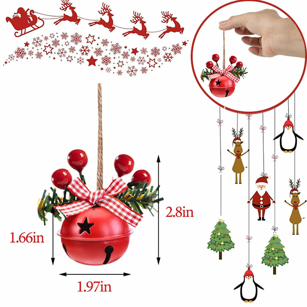 18 PCS Christmas Jingle Bells Ornaments Red White Green Tree Decor