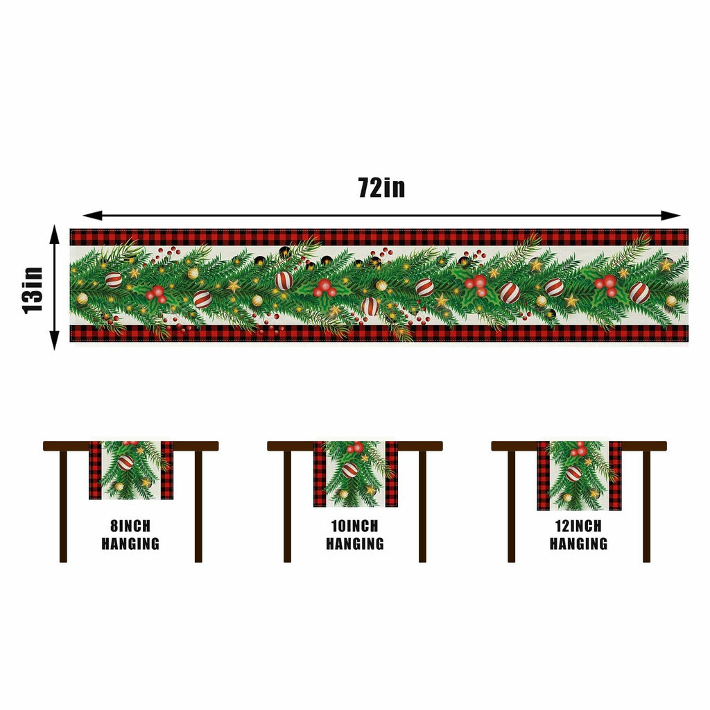 Linen Christmas Table Runner Winter Xmas Decorations 13x72 Inch