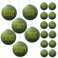 HyDren Velvet Easter Balls 2.36in Flocked Green Ornaments 12 Pcs