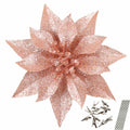 YOSICHY 12 Pcs Artificial Christmas Poinsettia Flowers Deep Champagne Clips